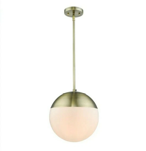 Golden Lighting 3218-L AB-AB Dixon - 1 Light Large Pendant Opal Glass Aged Brass