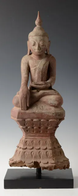 17th - 18th Century, Shan, Antique Burmese Wooden Seated Buddha