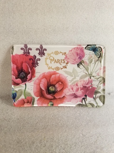 Michel Design Works Glass Trinket Soap Dish Flowers Botanist Poppies Paris
