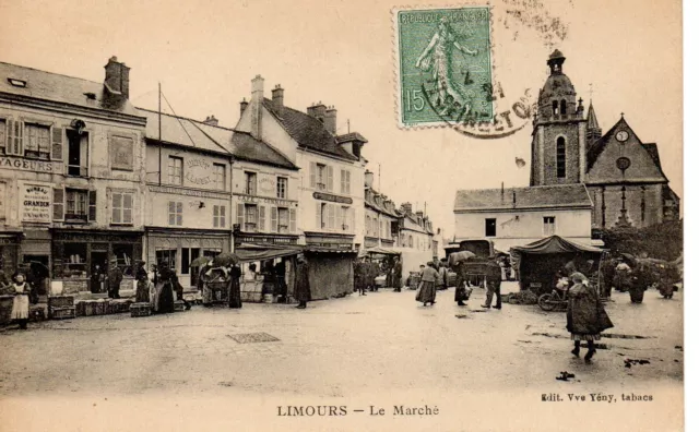 CPA LIMOURS (91 Essonne), animée, le Marché, années 1900