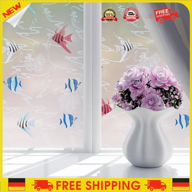 ❥ 45 x 100 cm adesivo vetro adesivo pellicola pesce fiore PVC vetro finestra filo