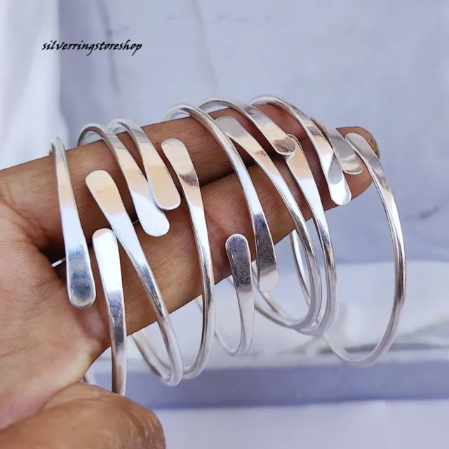 Beautiful Silver Bangle Solid 925 Sterling Silver Handmade Set Of 7 Bangles