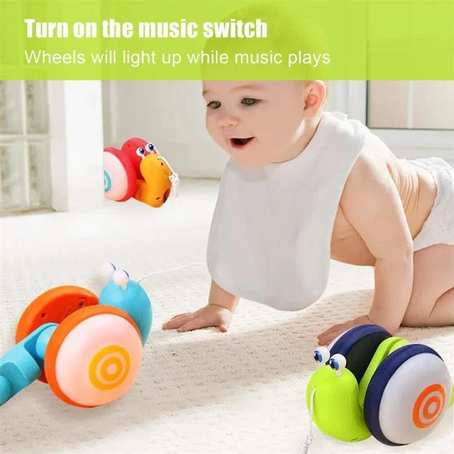Pull String Cartoon Snail Car Toy Pull Toy Light and Education Music Toy Z0Y9