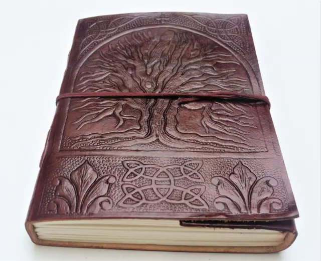 Fair Trade Handmade Tree Of Life Leather Journal notebook paint scrapbook