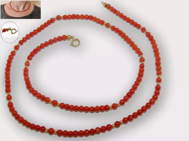 Collana per Donna in Corallo Rosso VERO e Oro 18 kt da 750 di pietra naturale a