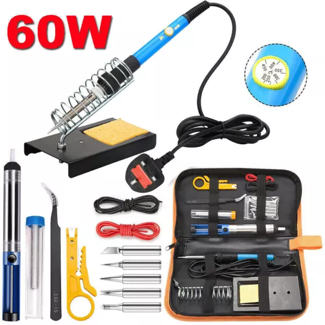 60W Soldering Iron Kit Electronics Welding Irons Solder Tool Adjustable Temp°