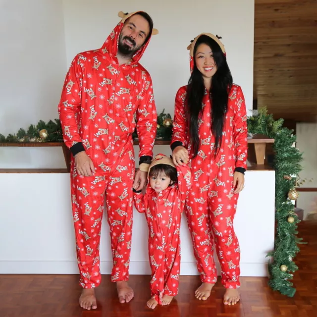 Family Matching Adult/Kids Christmas Pyjamas Xmas Warm Elk Nightwear Pajamas Set