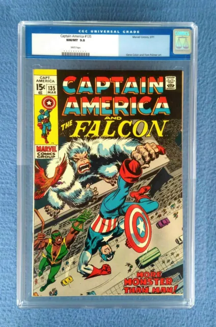 Captain America #135 Cgc 9.8 Near Mint/Mint White Pages Marvel Comics Falcon