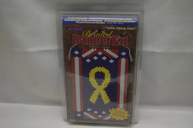 The Beadery "Yellow Ribbon Peace“ Beaded Banner Kit 9 3/4" X 14 3/4" #5599 NOB