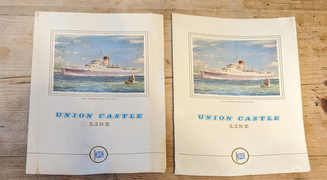 2 Vintage Oct. 1972 Union Castle Line. RMS Windsor Castle Farewell Dinner Menus