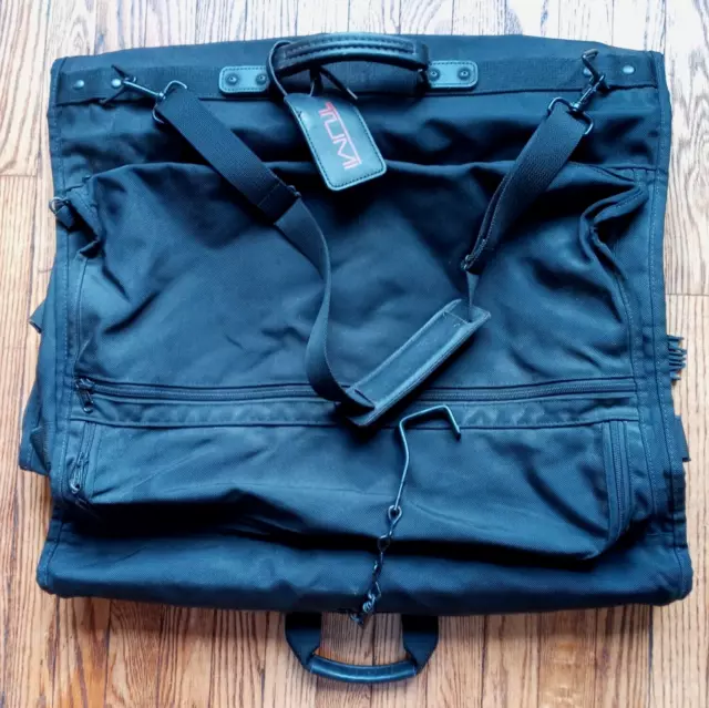 VTG TUMI Black Garment Bag Ballistic Nylon Alpha Bi Fold Carry On Travel Pockets