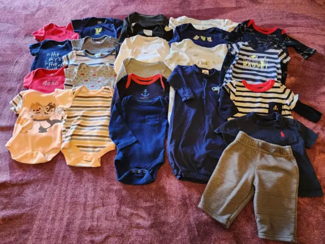 25PC Newborn 0/3 months BABY BOY Lot of Clothes Gerber Onesies Outfits +    #4