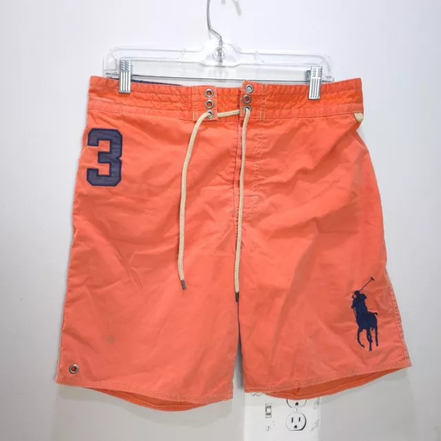 Polo Ralph Lauren Swim Trunks Board Shorts Mens Medium Orange Big Pony Lined M