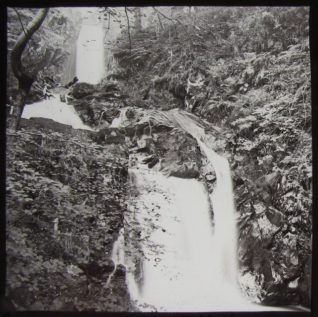 Glas magische Laterne Rutsche RYDAL OBERE FALLEN C1890 ALTES VIKTORIANISCHES FOTO WASSERFALL