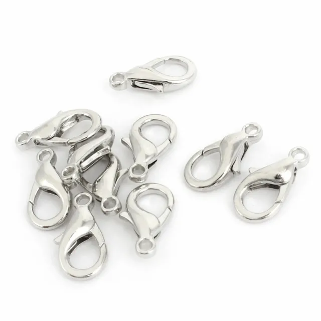 Bracelet Chain Connectors Silver Tone Lobster Claw Clasps 18mmx9mm 10 Pcs