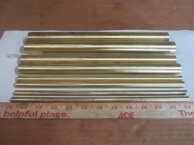 (8) Pieces Of Brass Tubing, 12" Long, Lathe Stock, (4) Different Sizes Thin Wall