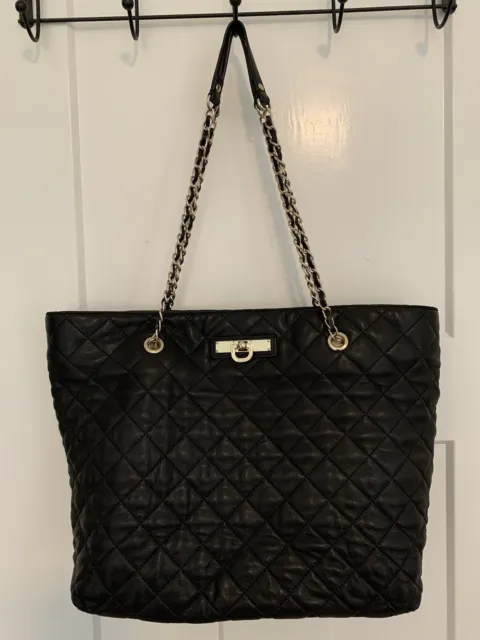 DKNY Gansevoort Quilted Napa Lamb Leather Black Shoulder Crossbody Bag