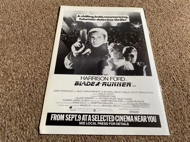 Framed Movie Advert 11X8 Harrison Ford In Blade Runner