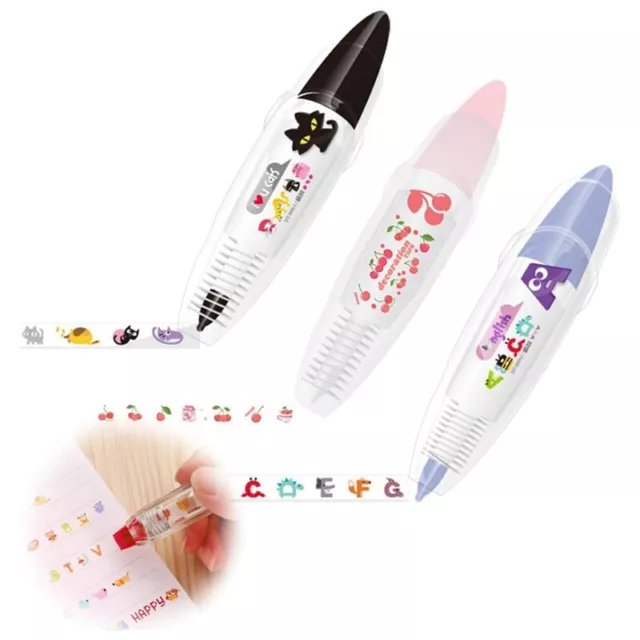 News Type Decorative Pen Cartoon Pattern Correction Tape (3PCS) S9H83189