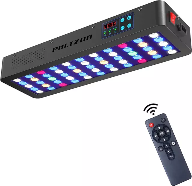 Phlizon Timer Control Dimmable 165W LED Aquarium Light for Coral Reef Fish Tank