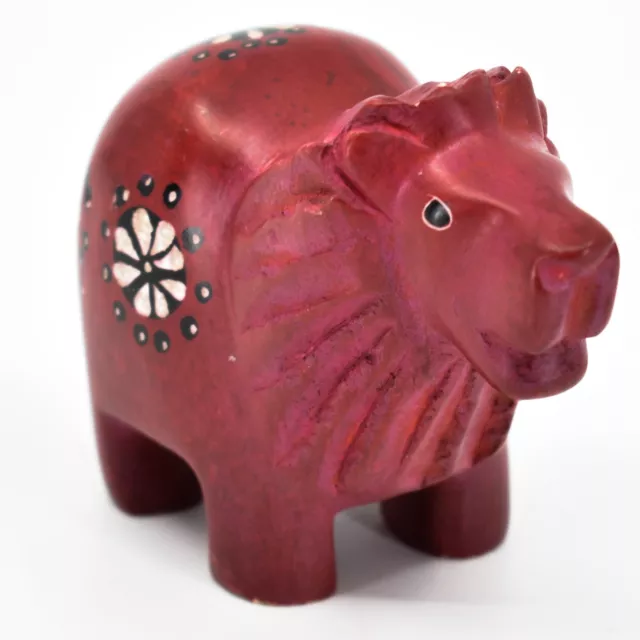 Tabaka Chigware Red Lion Hand Carved Kisii Soapstone Figurine Made in Kenya