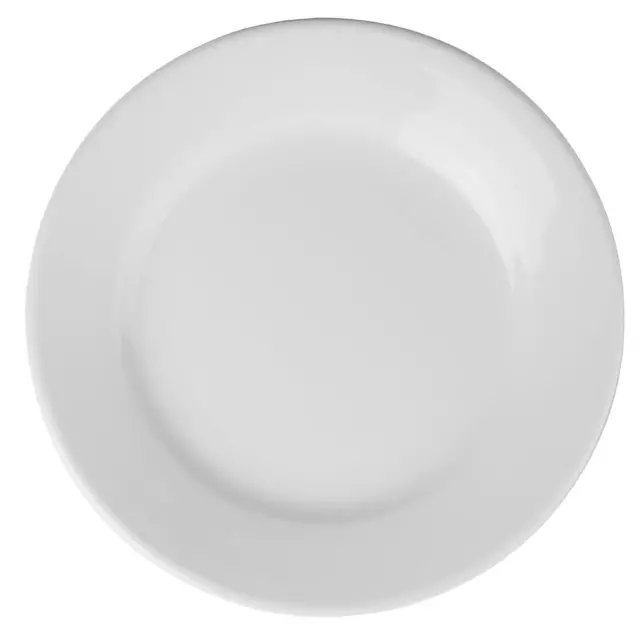 Olympia Hotelware Wide Rimmed Plates - Porcelain Whiteware - 203 mm - 12 pc