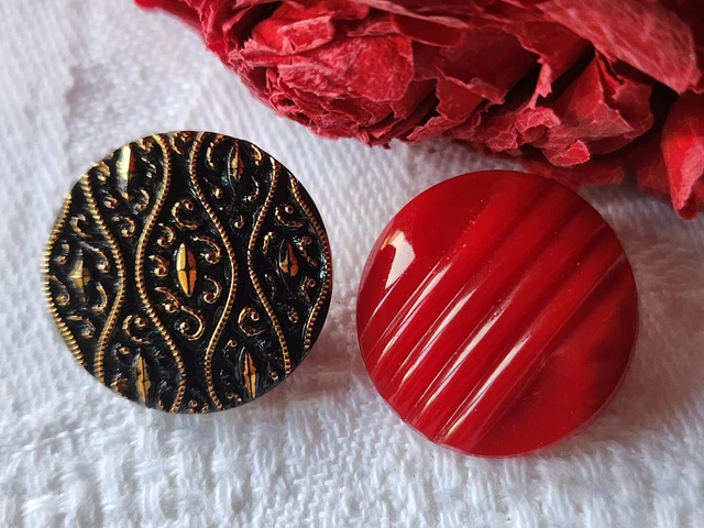 Trio De Boutons Vintage En Métal Rose Doré - 2 Cm - Occasion - D9J