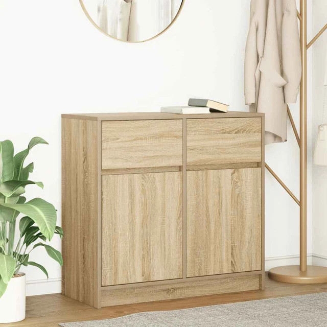 VidaXL Credenza Con Cassetto Rovere Fumo - 71x35x65 Cm - Mobile Contenitore In Truciolato Per Corridoio E Soggiorno - 5