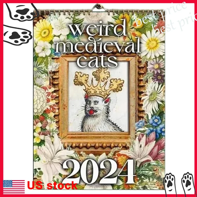 2024 MEDIEVAL CAT Calendar Weird Cats Calendar Funny 12 Monthly