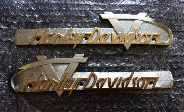 HARLEY PANHEAD GENUINE Nos 61841-94T Gas Tank Emblems 1955