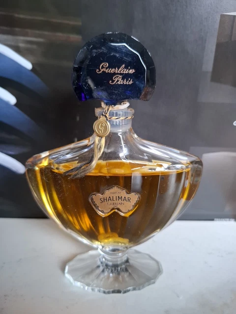 Vieux Pendentif Flacon Parfum En Doré Et Laqué Bleu à Fleurs - Bon état Vintage