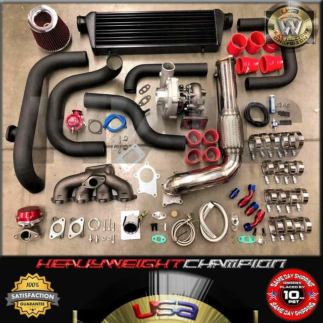 RED B18 DC2 Integra GSR BoltOn Turbo Kit T3/T4 CHARGER KEEP AC PW