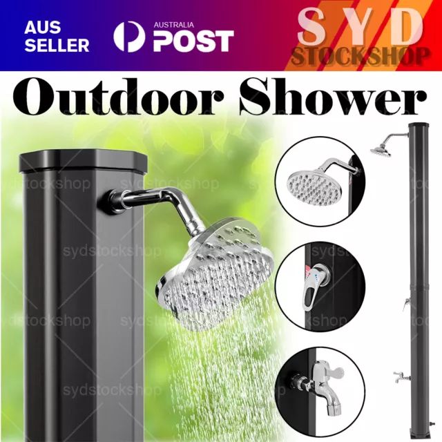 Outdoor Solar Heated Shower 35L Adjustable Shower Head with Base Poolside NEW 2