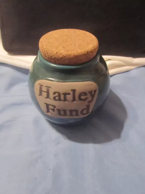 Tumbleweed Pottery Blue Harley Fund Jar with Cork Lid