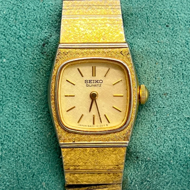 VINTAGE SEIKO WRIST Watch Women's Gold Tone Square 54205409 New
