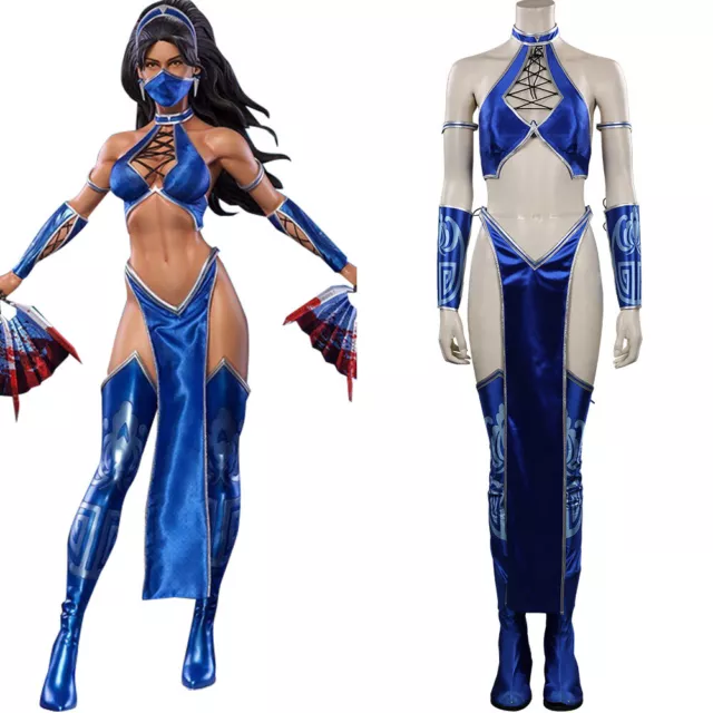 Game Mortall Kombatt Kitana Cosplay Costume Female Outfit Halloween Women +Mask