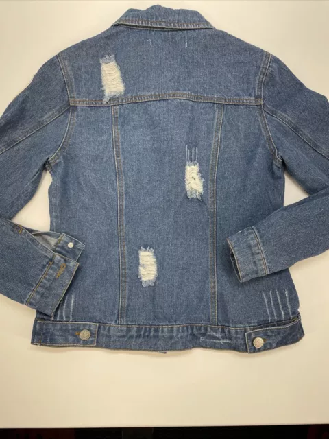 Refuge Button Up Jean Jacket With Patches Womans S Denim 3