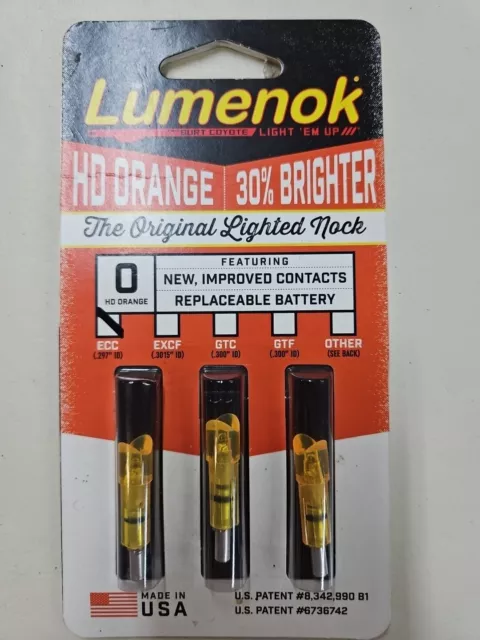 Burt Coyote Lumenok Lighted Crossbow Nock 3 Pack HD Orange Crescent Easton ECC3