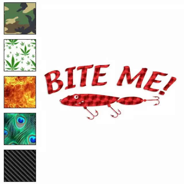 Bite Me Fishing Lure, Vinyl Decal Sticker, 40 Patterns & 3 Sizes, #802