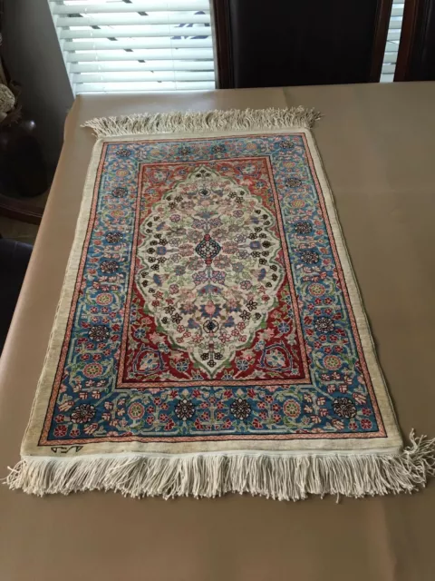 Turkish Hereke Silk On Silk Rug Hand Knotted