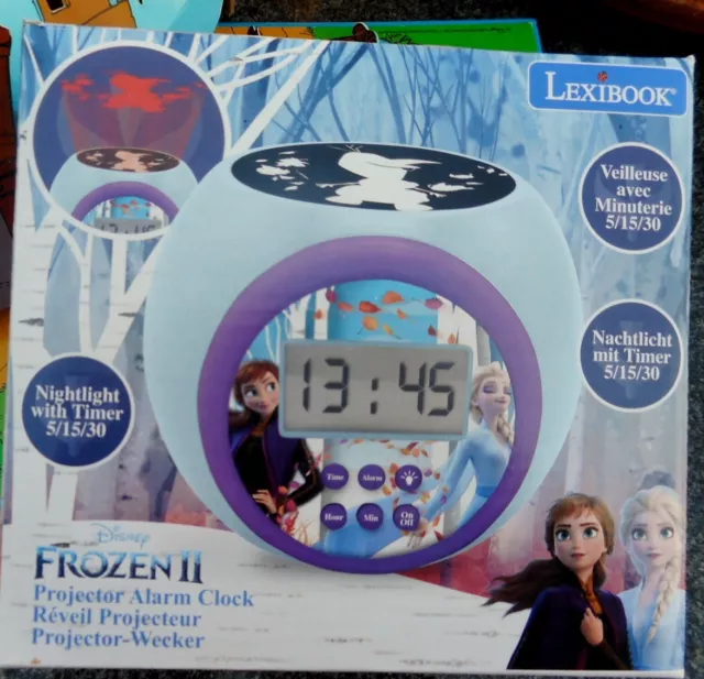 RÉVEIL LA REINE des neiges Lexibook projecteur horloge veilleuse disney  enfants EUR 45,00 - PicClick FR