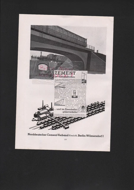 BERLIN-WILMERSDORF, Werbung 1935, Norddeutscher Cement-Verband GmbH Zement