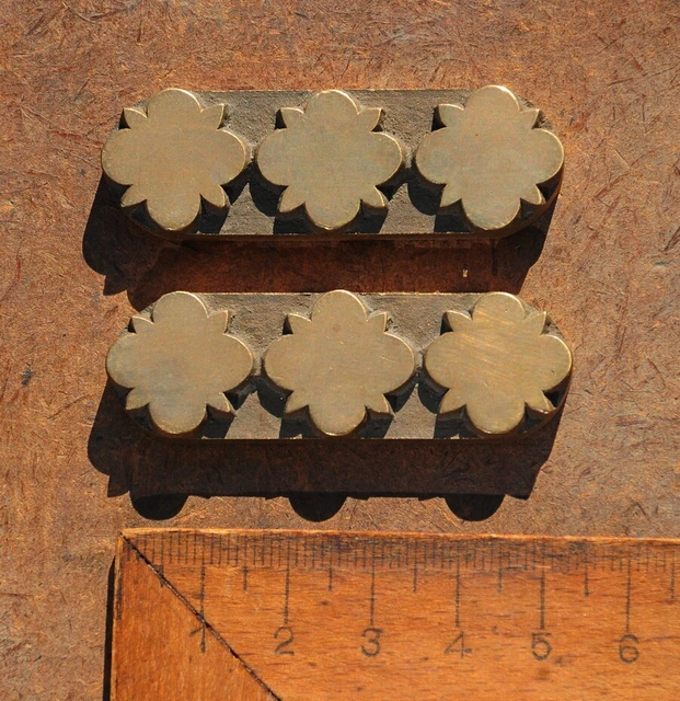 2x brass ornament bookbinding Art Nouveau gilding bookbinder embossing leather
