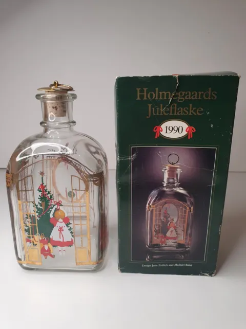 Vintage 1990 90s Holmegaards Juleflaske Art Glass Christmas Bottle Michael Bang