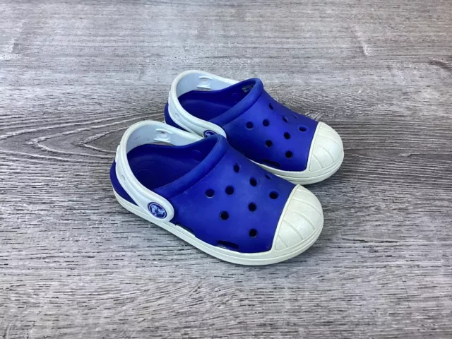 Crocs Childrens Bump It Sports Sandals 202282 Kids 9 Navy & White Slip on Shoes