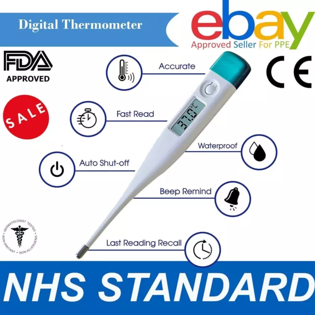 Digital LCD Thermometer Medical Oral, Under Arm, Baby, Adult thermometer GB UK