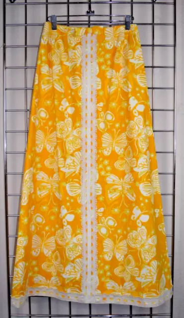 Lilly Pulitzer Skirt VTG 60s Marigold Orange White Butterflies Lace Trim Sz S/M