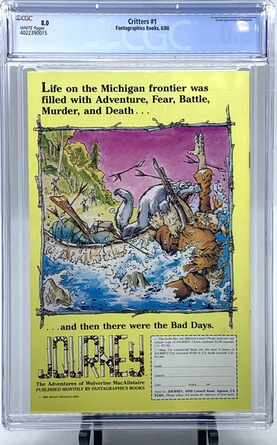 CGC CRITTERS #1 CGC 8.0 White Pages Usagi Yojimbo Fantograpihics NEW CASE   CPR 2