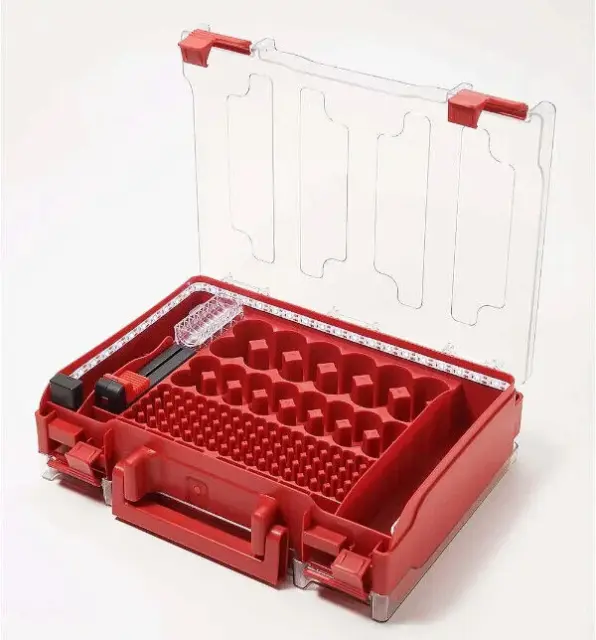 208 Ultimate Battery Organizer Storage Case with LED Lights & Tester Red