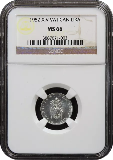 1952-XIV Vatican Lira Gem Brilliant UNC NGC MS66